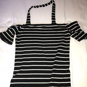 American eagle stripped off the shoulder shirt